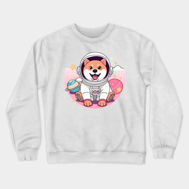 astronaut dog Crewneck Sweatshirt by StickerMainia